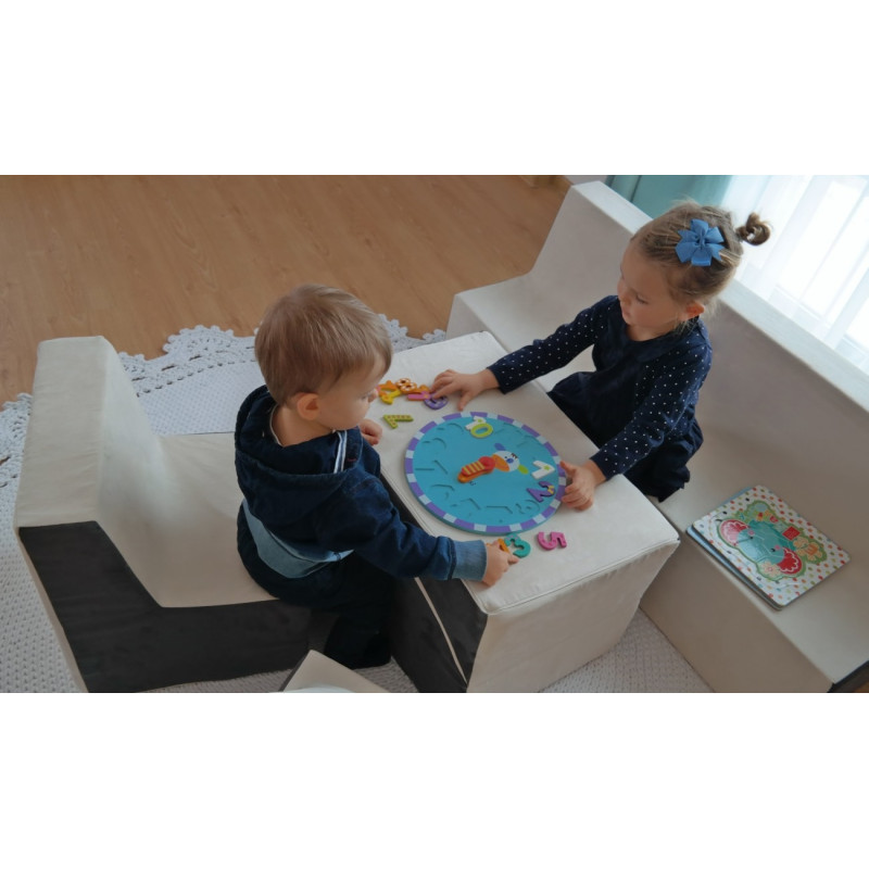 Canapé Enfant Gris Foncé 100x54x33 Cm – En Velours, Rembourré, Cadre En Pin, Pour Enfants De 3 à 6 Ans - 4