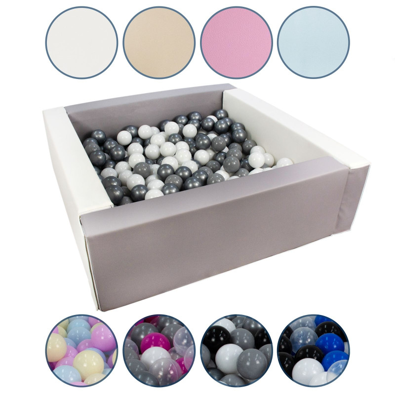 Velinda Piscine à Balles Carrée – 300 Balles 7 Cm – Mousse PU, Cuir écologique – Stabilisation Sensorielle