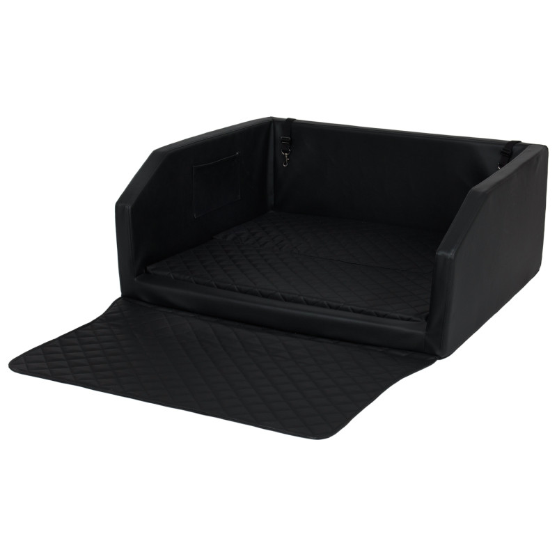 Hundebett fr Kofferraum mit Matratze und Sicherheitsgurt 100x70 cm Farbe  schwarz