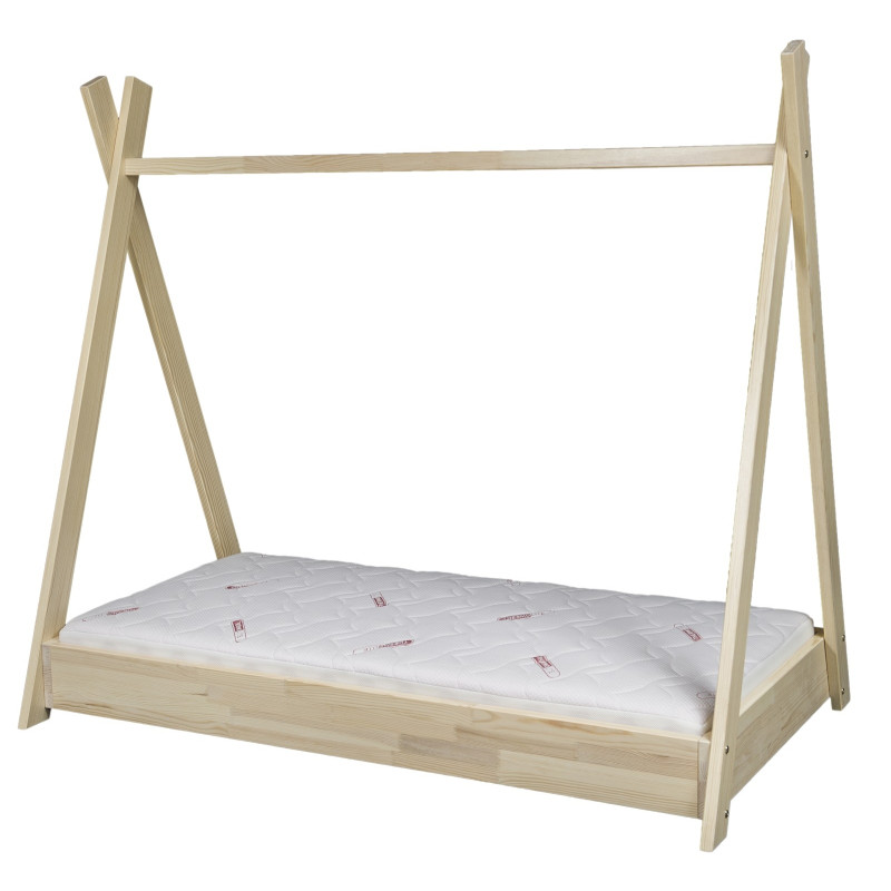 Kinderbett in Zelt-Optik Zelt-Bett Indianer-Bett mit Matratze STANDARD  160x80cm Farbe wei