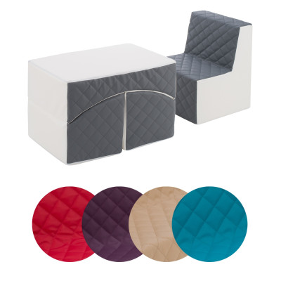 Ensemble de meubles pour l'enfant - fauteuil+pouf dépliant en éco-cuir matelassé