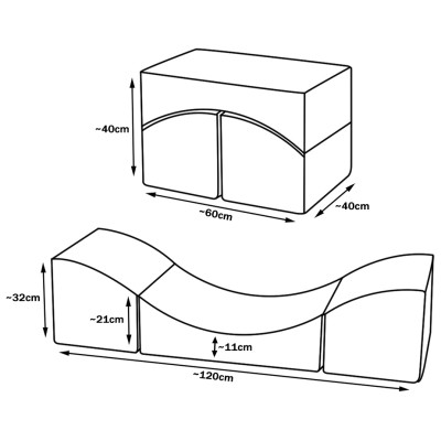 Ensemble de meubles pour l'enfant - fauteuil+pouf dépliant en éco-cuir matelassé