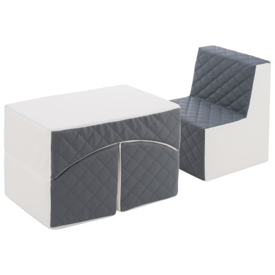 Ensemble de meubles pour l'enfant - fauteuil+pouf dépliant en éco-cuir matelassé Ensemble de meubles pour l'enfant - fauteuil+pouf dépliant en éco-cuir matelassé