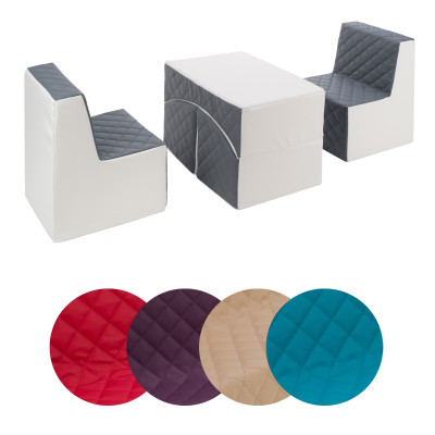 Ensemble de meubles pour l'enfant - 2xfauteuil+pouf dépliant en éco-cuir matelassé 