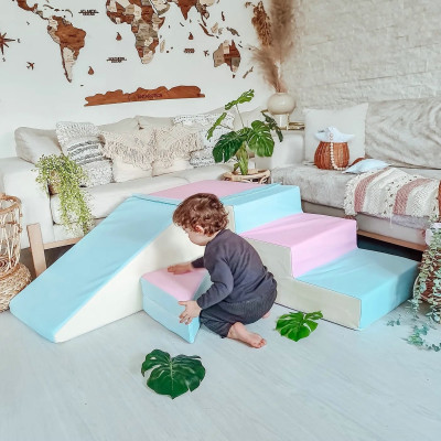 Lot de 4 blocs en mousse: toboggan avec escaliers