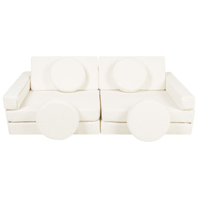 Modulare Kindersofa und Großbausteine-Set 2-in-1 Bouclé-Bezug Modulare Kindersofa und Großbausteine-Set 2-in-1 Bouclé-Bezug