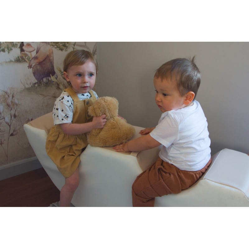 Rocker (Balançoire) En Mousse Pour Bébé Et Enfant - Blanc/Gris - Pour Crèche, Jardin D'Enfants - Développe L'Équilibre