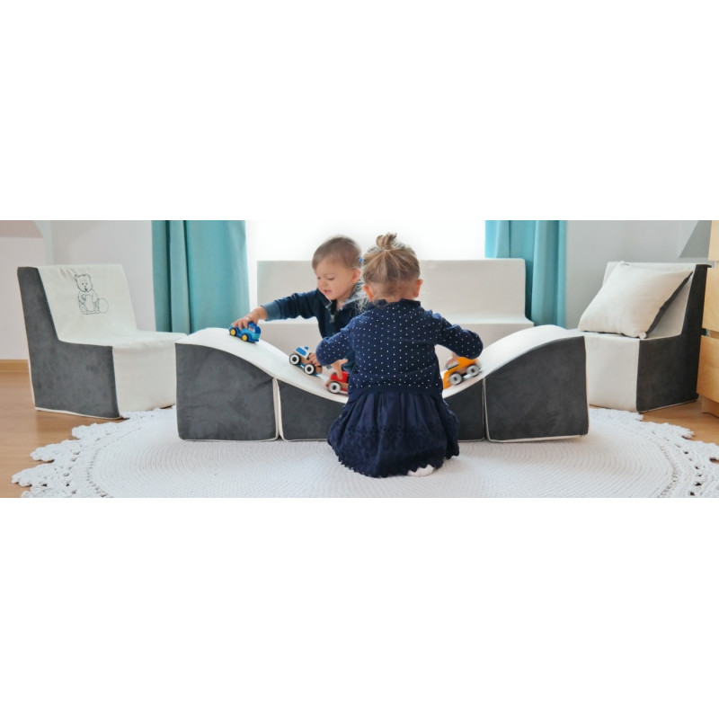 Poltroncina Per Cameretta Bambini Blu-beige - Sedia Ergonomica Per Riposo E Gioco - Foto 11